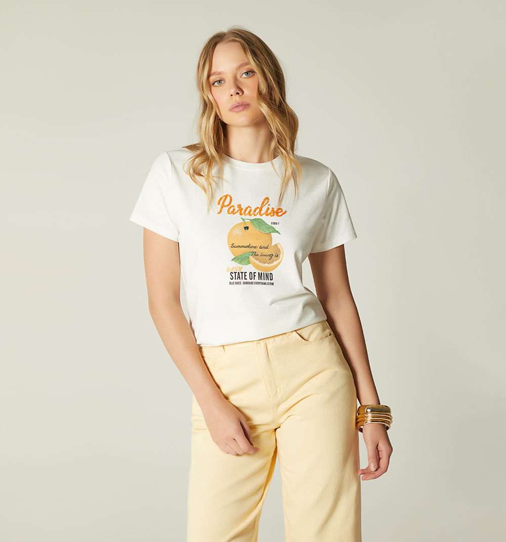 Camiseta manga corta print naranja