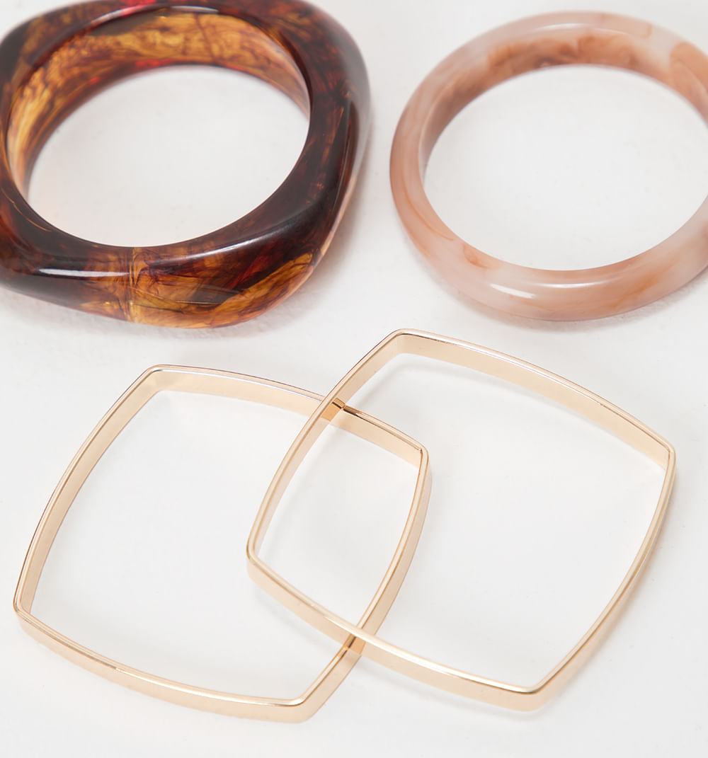 Pulsera resina y metal set x4