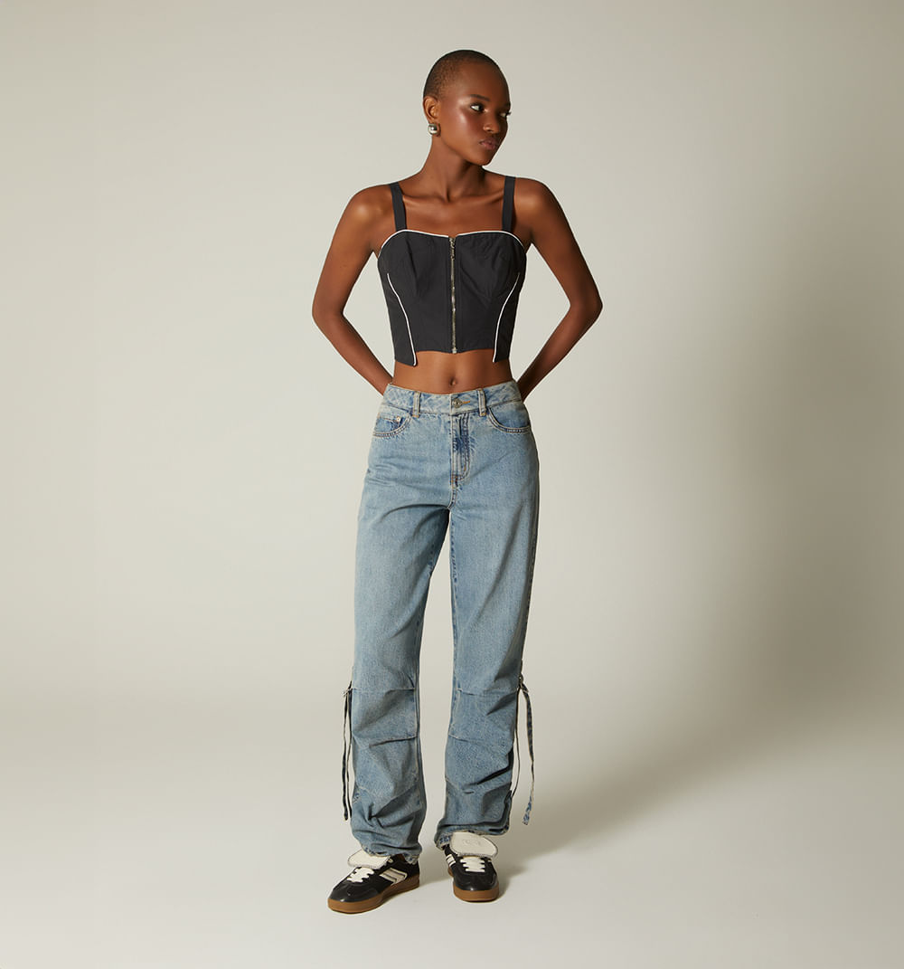 Blusa tiras cortes sesgo envivado