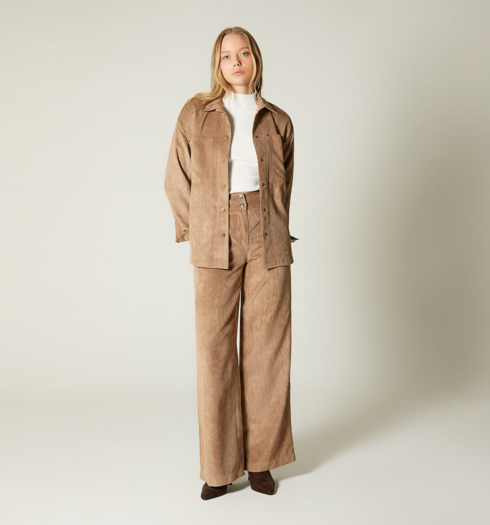 Pantalon palazo tiro alto charretera