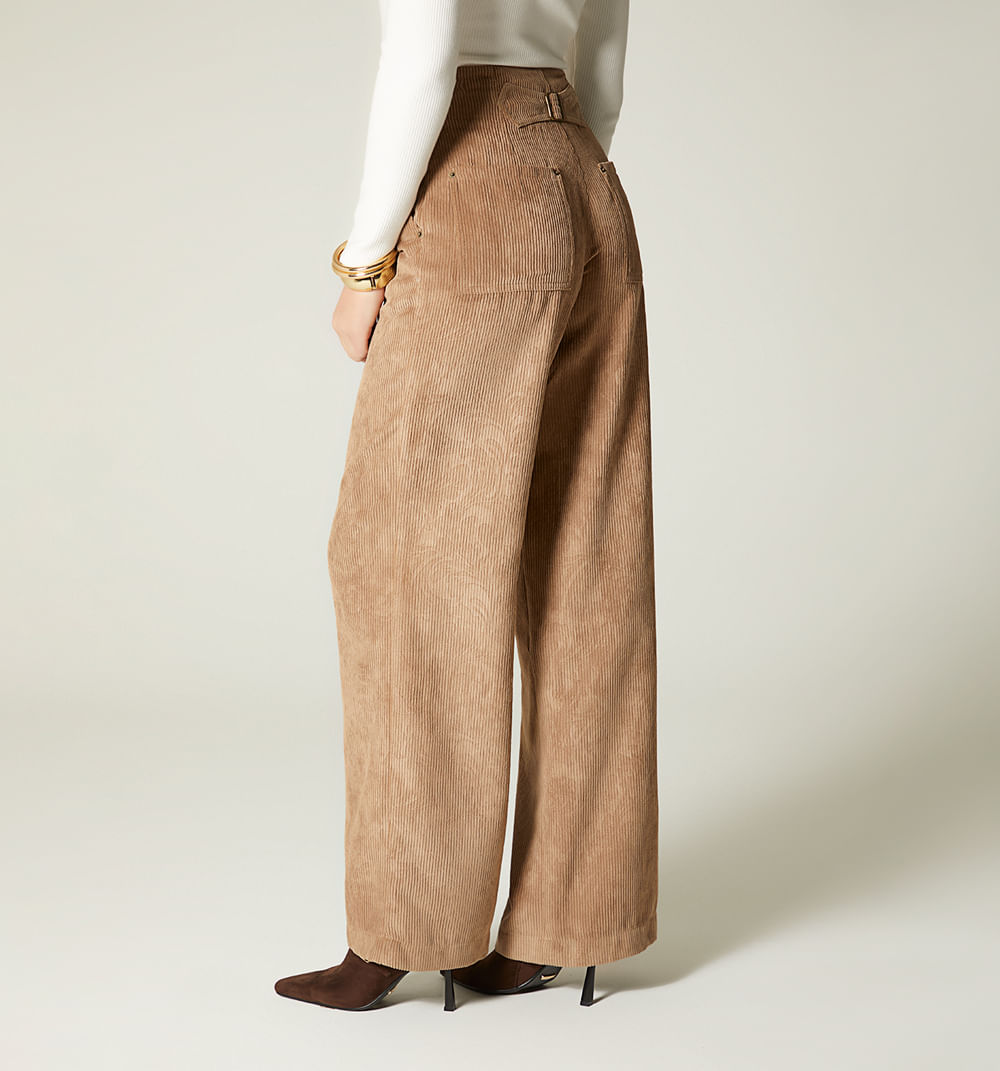 Pantalon palazo tiro alto charretera