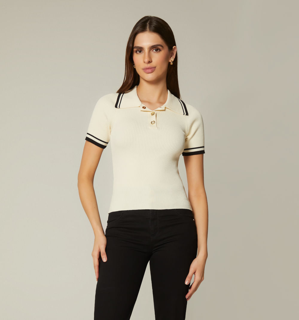 Blusa tejida para mujer  tipo polo