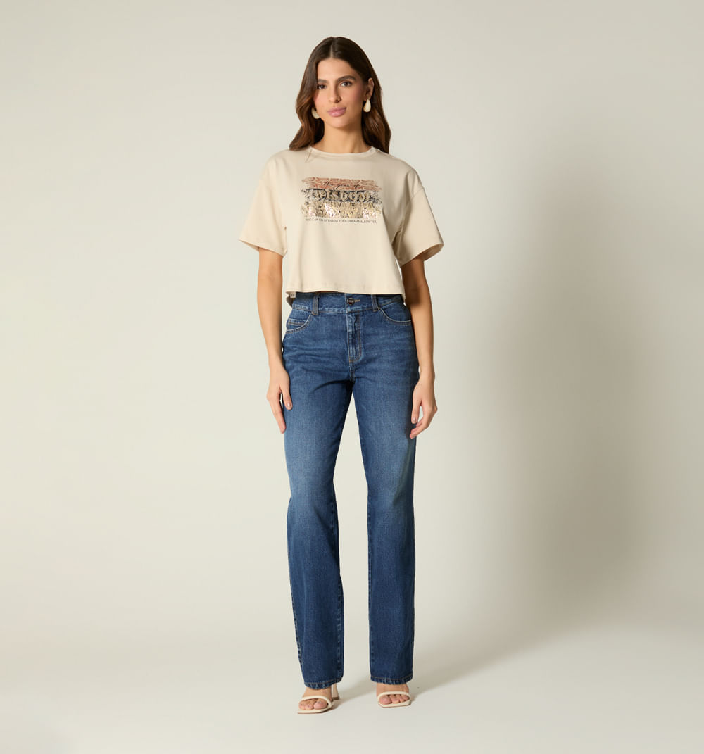 Camiseta manga corta estampado repujado