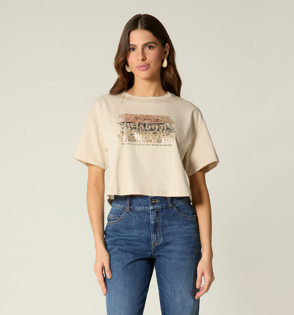 Camiseta manga corta estampado repujado