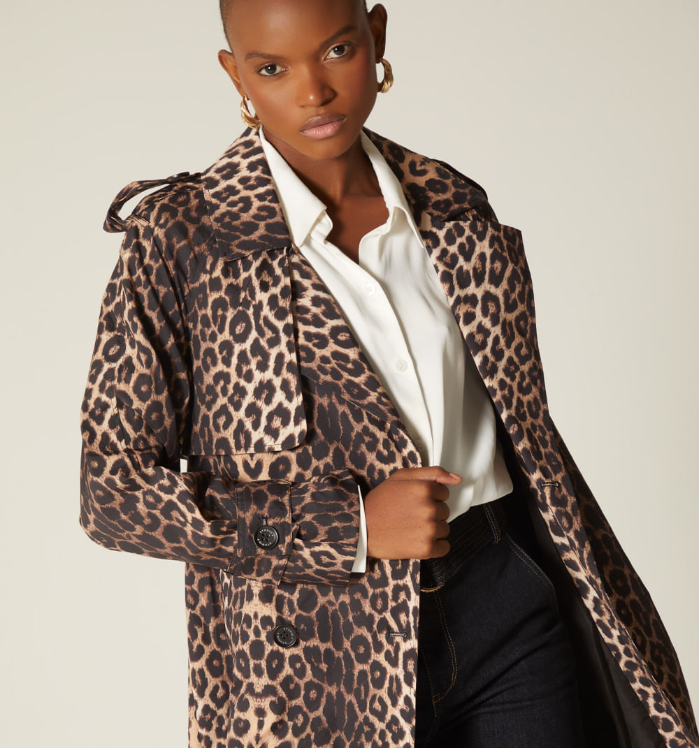 Trench clasico impermeable leopardo