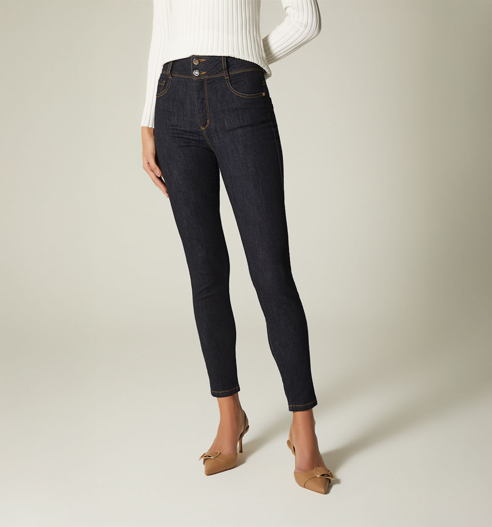 Jean skinny tiro alto cinco bolsilos
