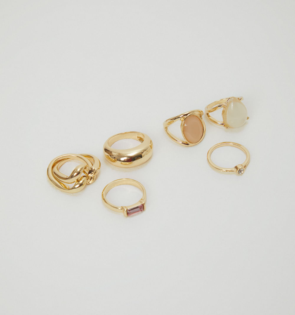 Anillos piedra set x 6