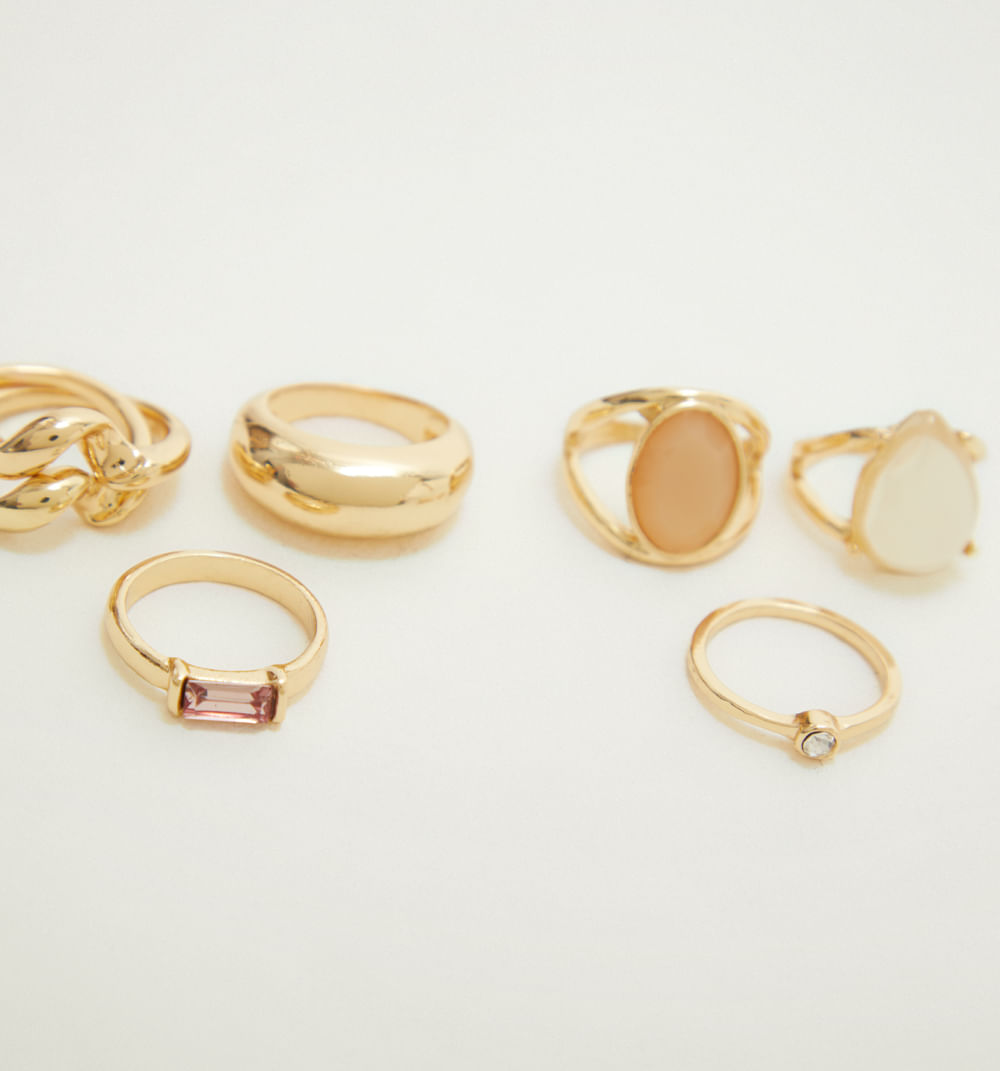 Anillos piedra set x 6
