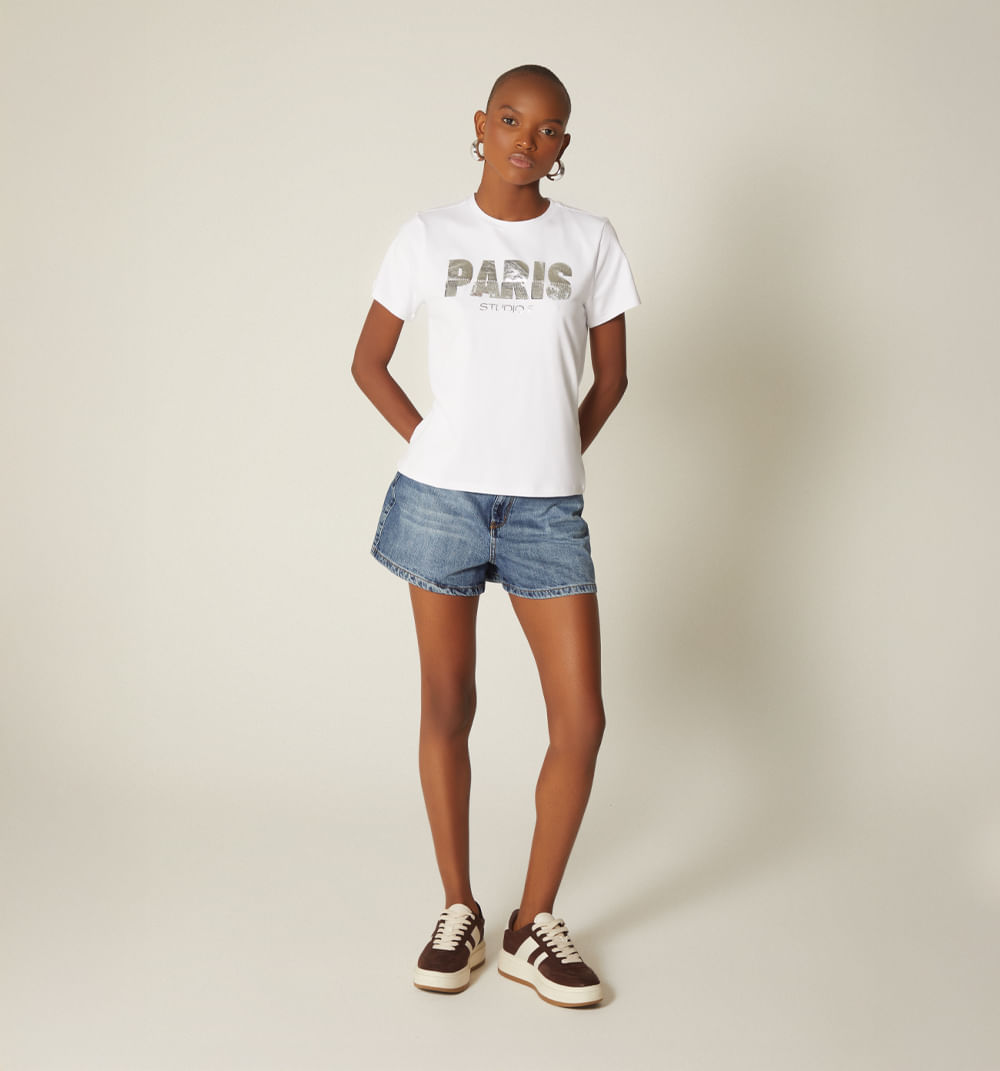 Camiseta estampado lentejuela