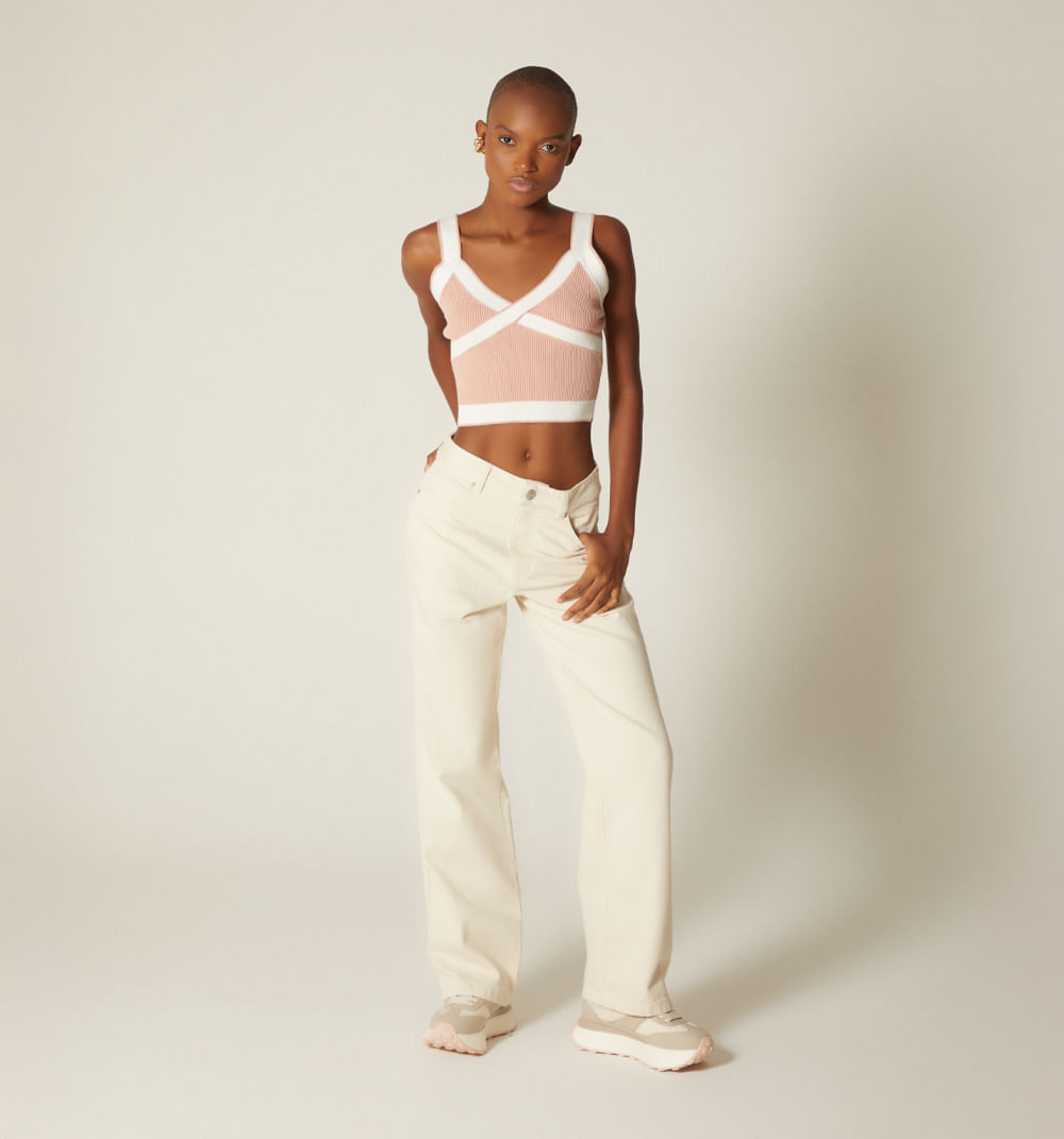 Blusa tiras corta bicolor