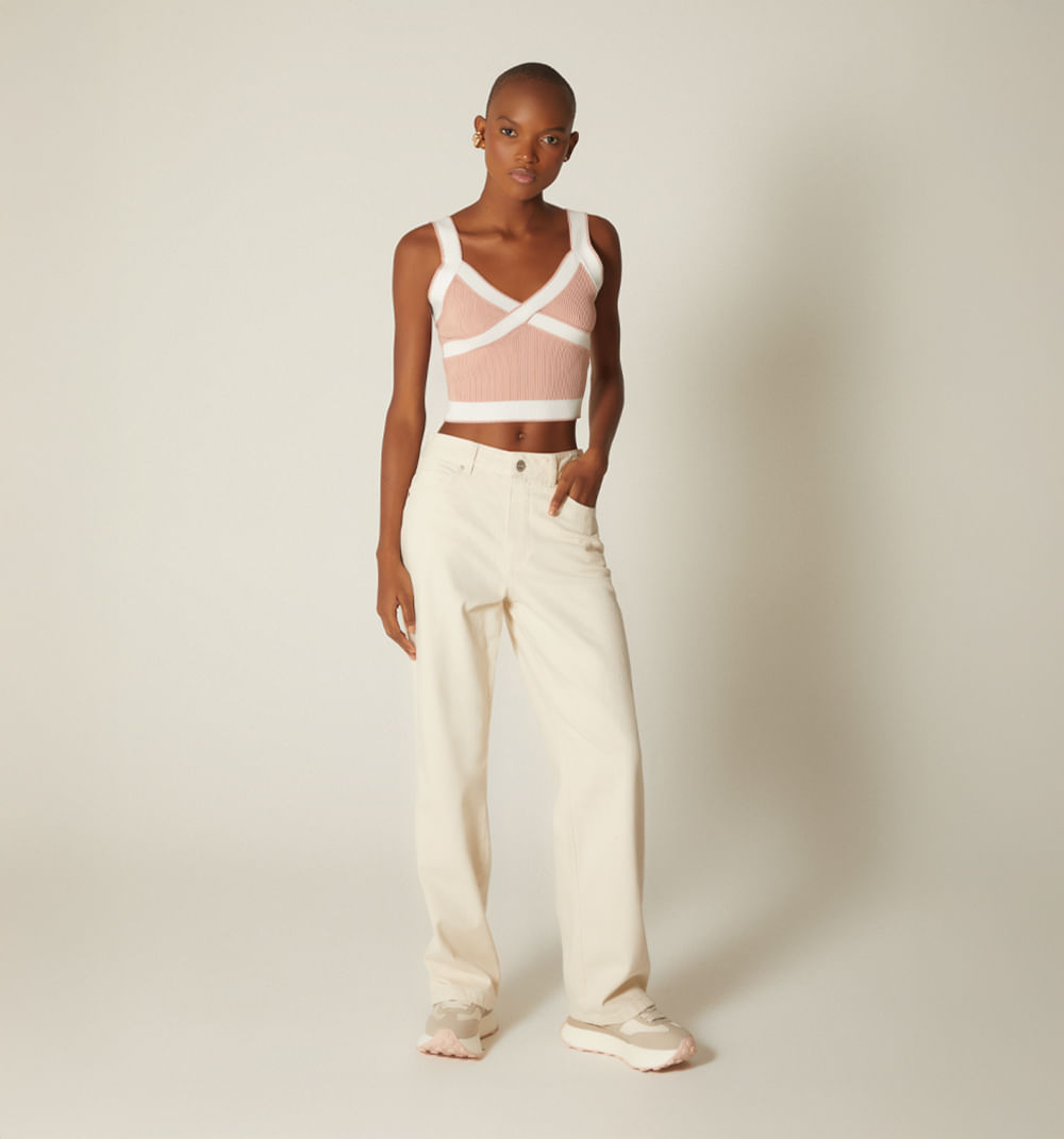 Blusa tiras corta bicolor