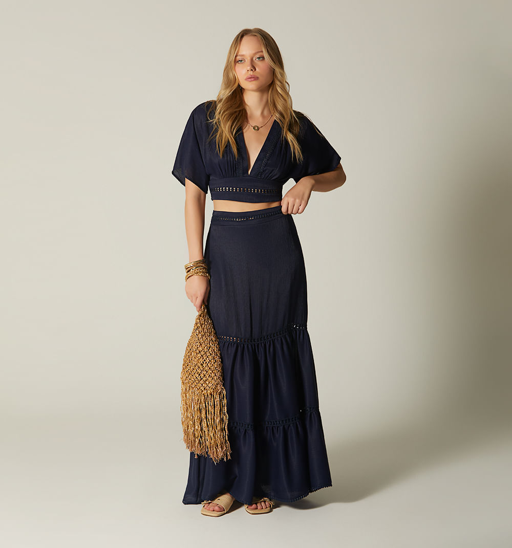 Blusa manga corta escote en v