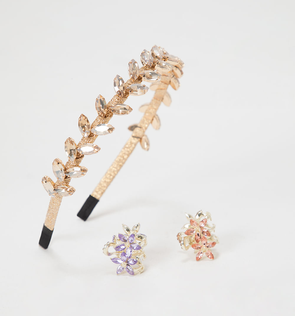 Set diadema y ganchos con cristales