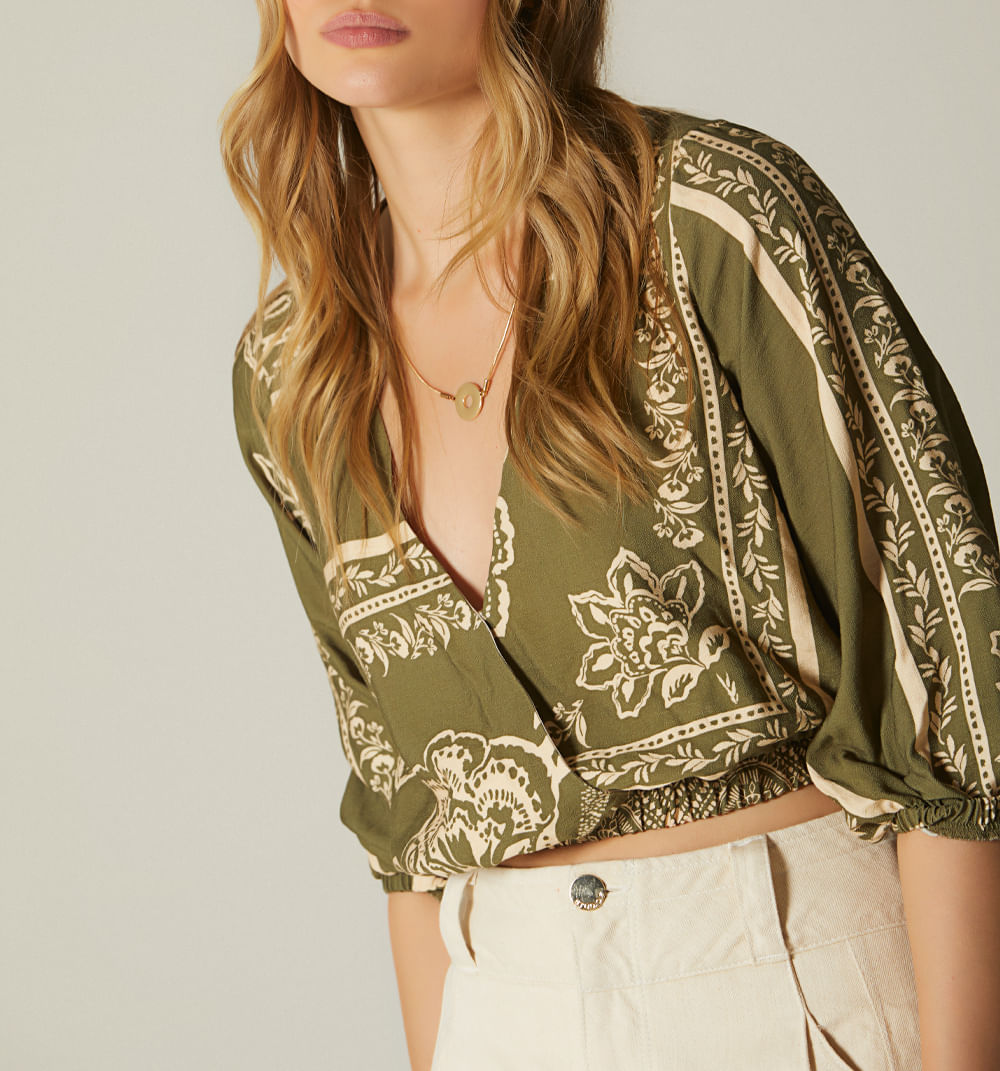 Blusa cruzada manga 3/4