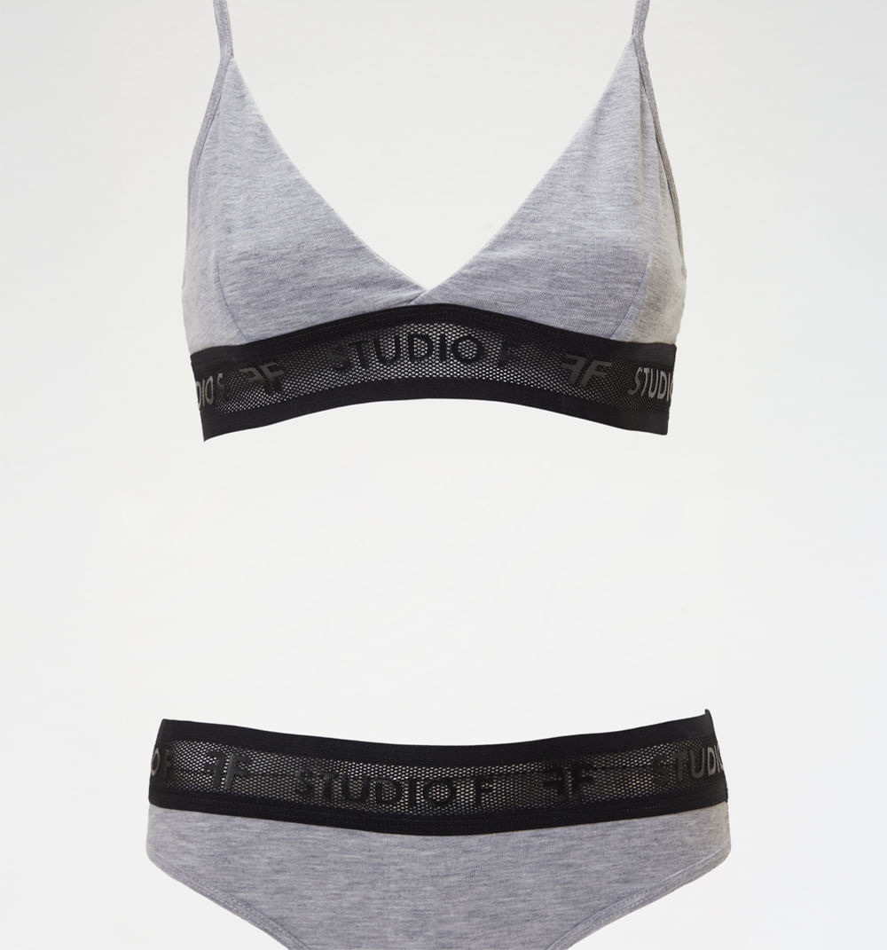 Set top y panty elastico malla logomania