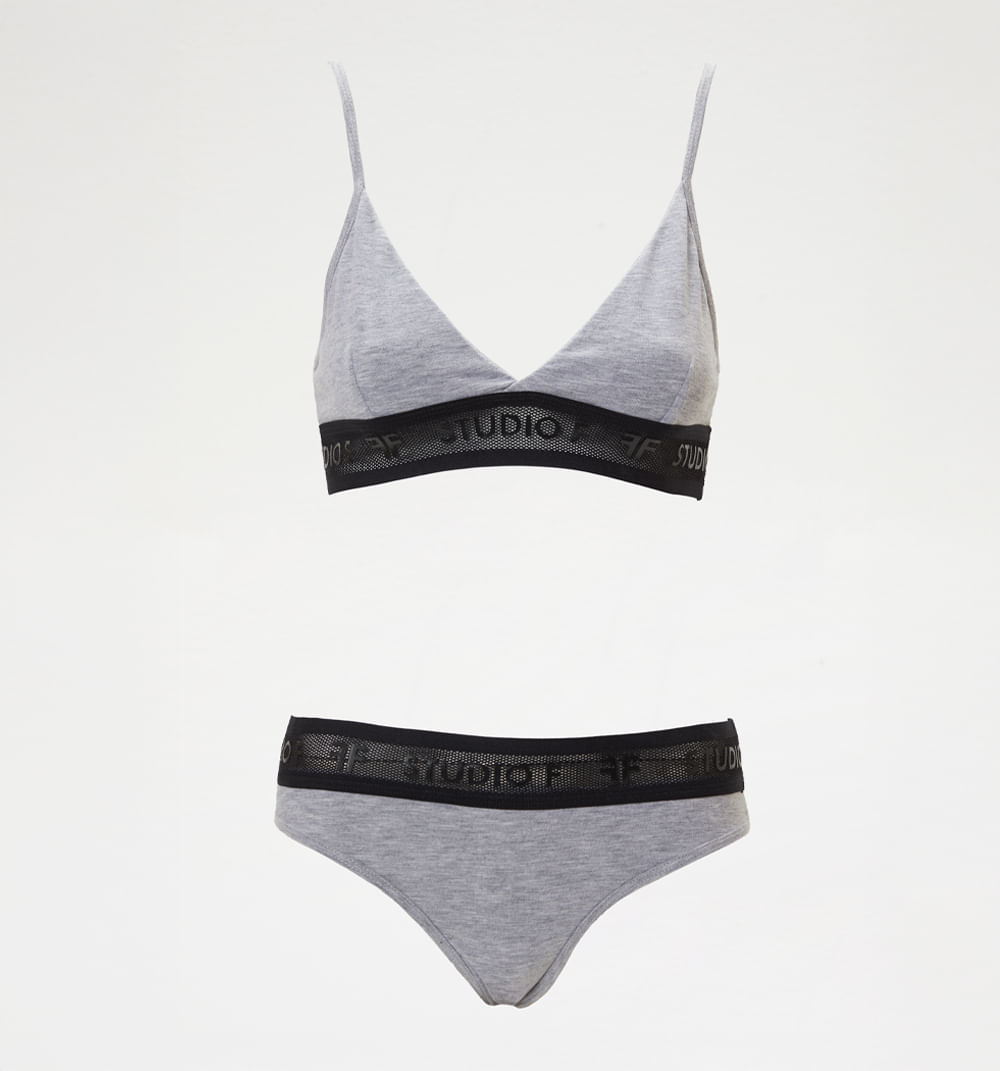 Set top y panty elastico malla logomania