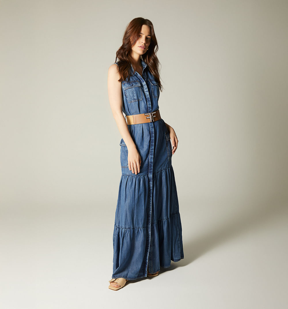 Ropa Vestido Blanco Largo Studio F Vestido Tejido Abierto