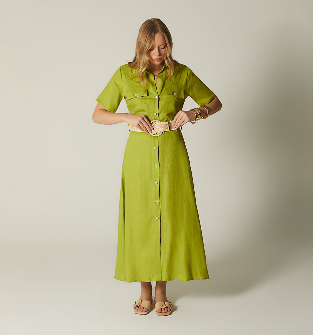 Vestido camisero manga corta