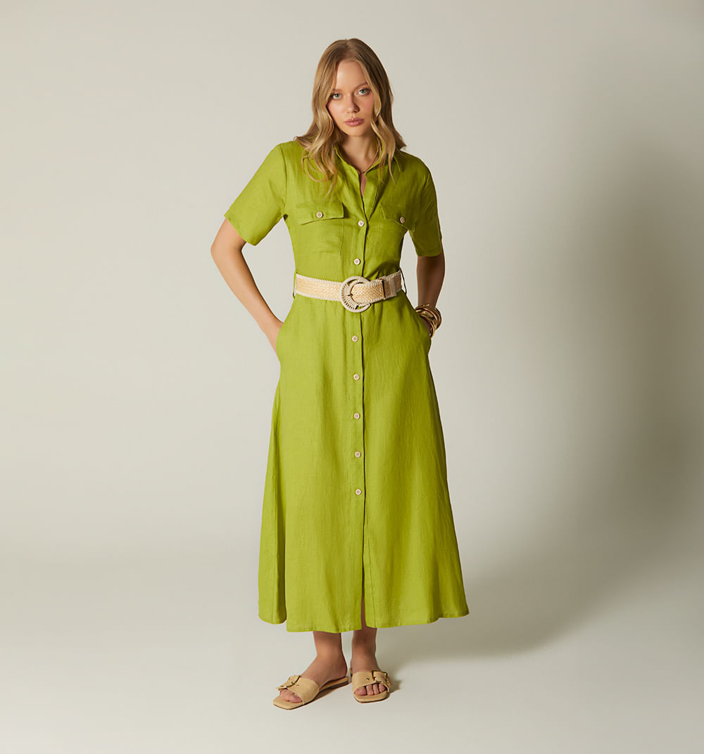 Vestido camisero manga corta