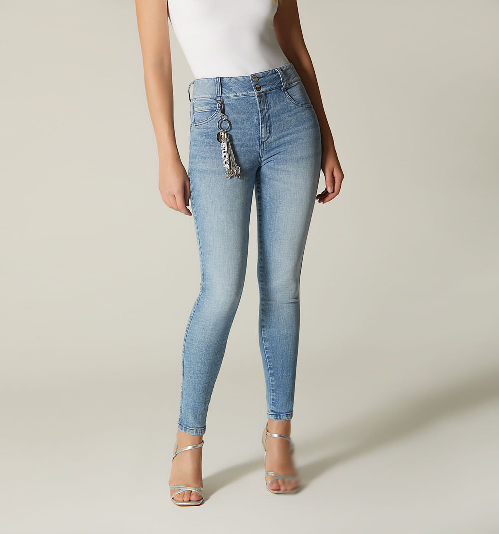 Jean skinny tiro alto con insumo