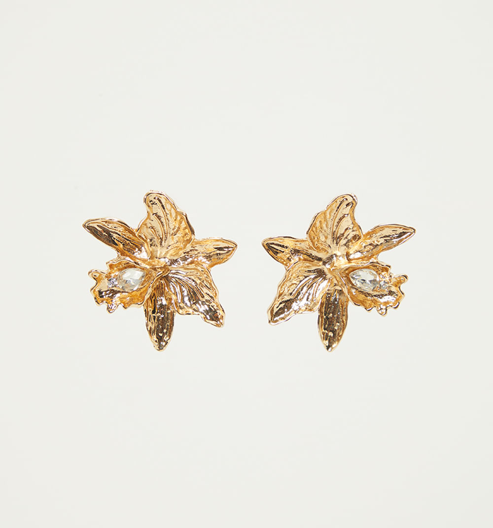 Aretes flor con cristal