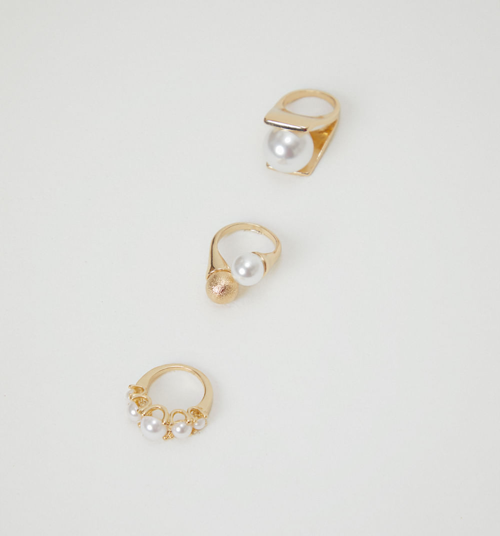 Anillos perlas set x3