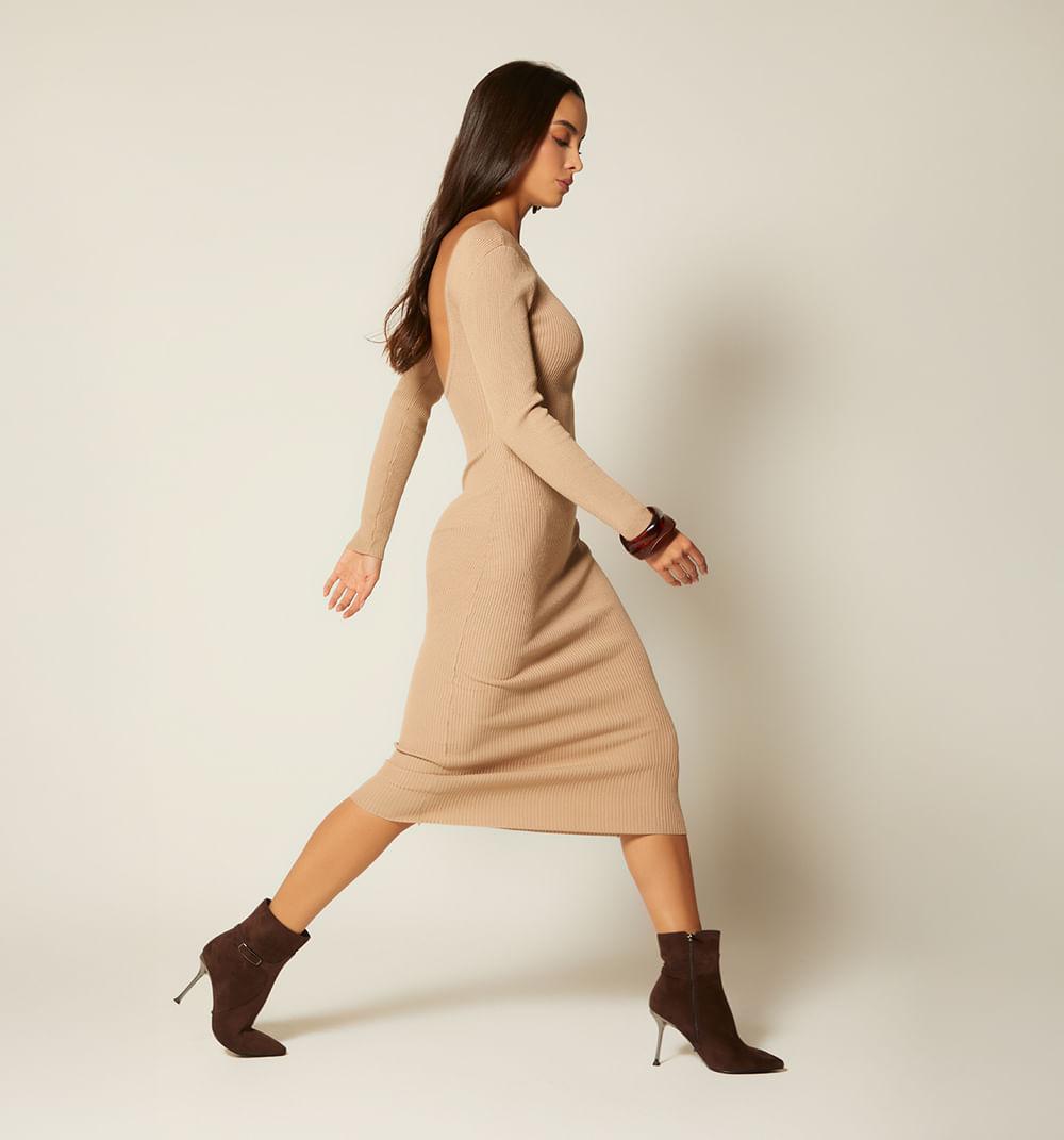 Vestido manga larga cuello redondo