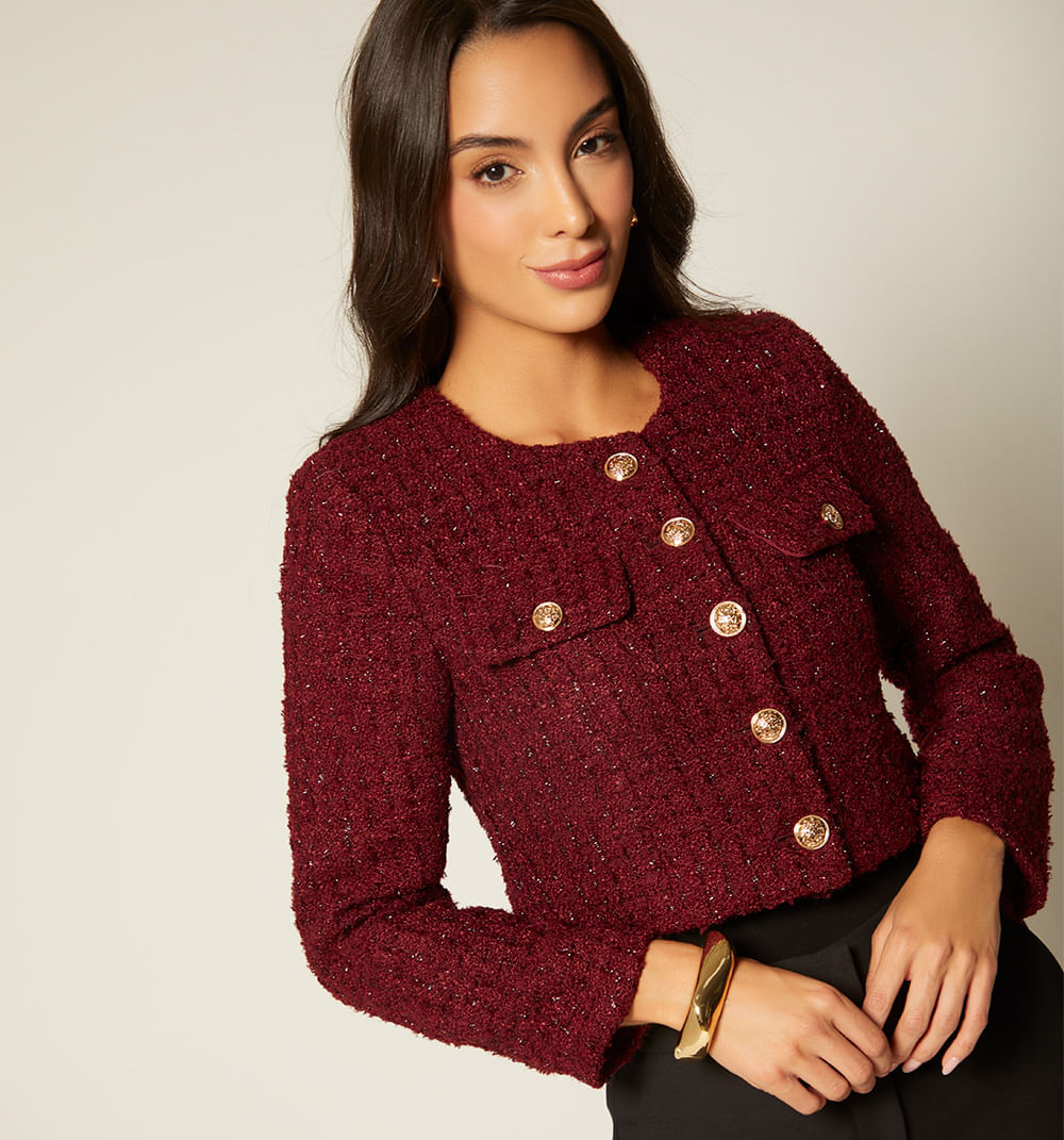 Chaqueta corta de tweed 2 botones