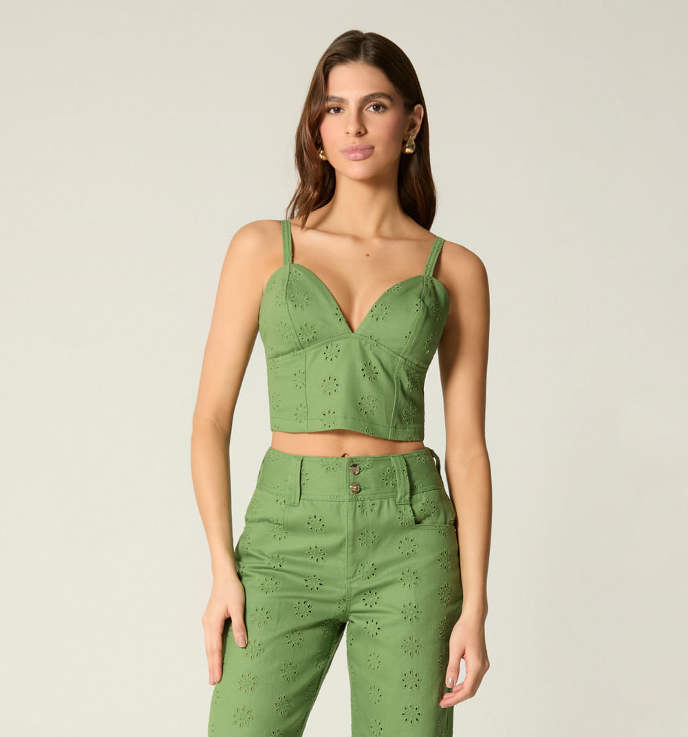 Blusa crop tiras en hoja rota color