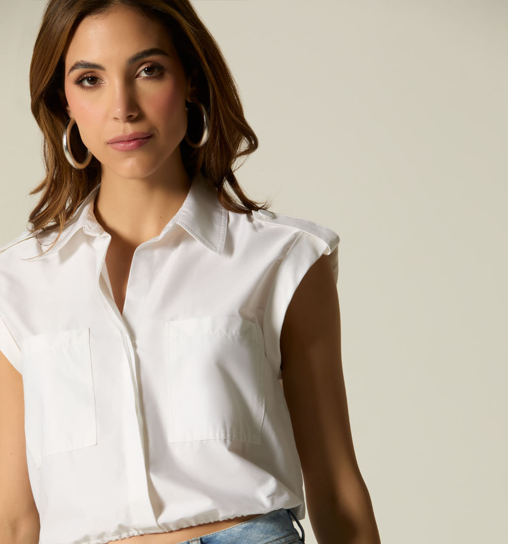 Blusa manga sisa abertura en espalda