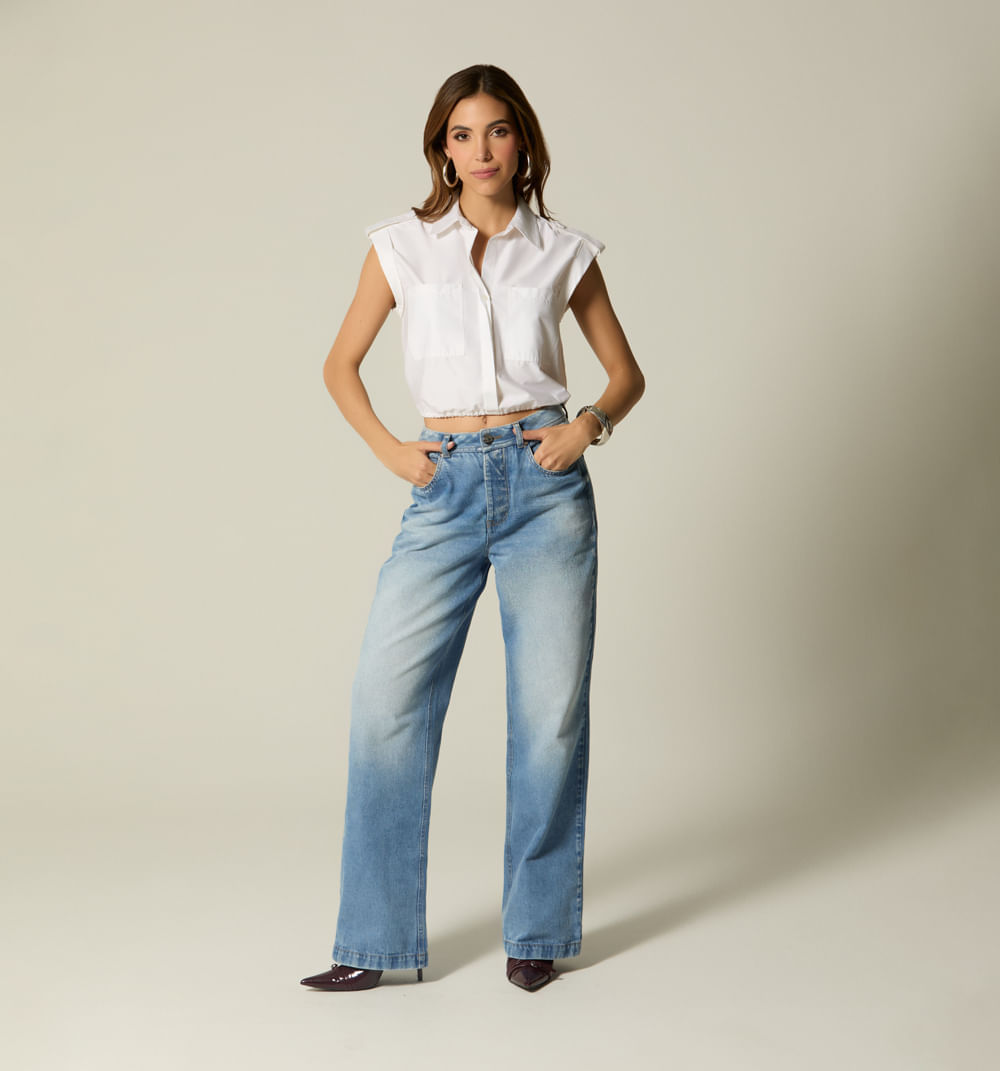 Blusa manga sisa abertura en espalda