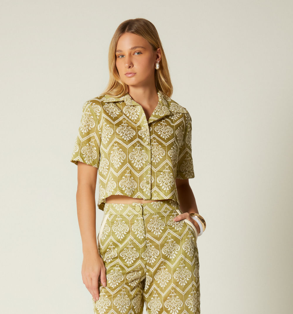 Blusa boxy manga corta