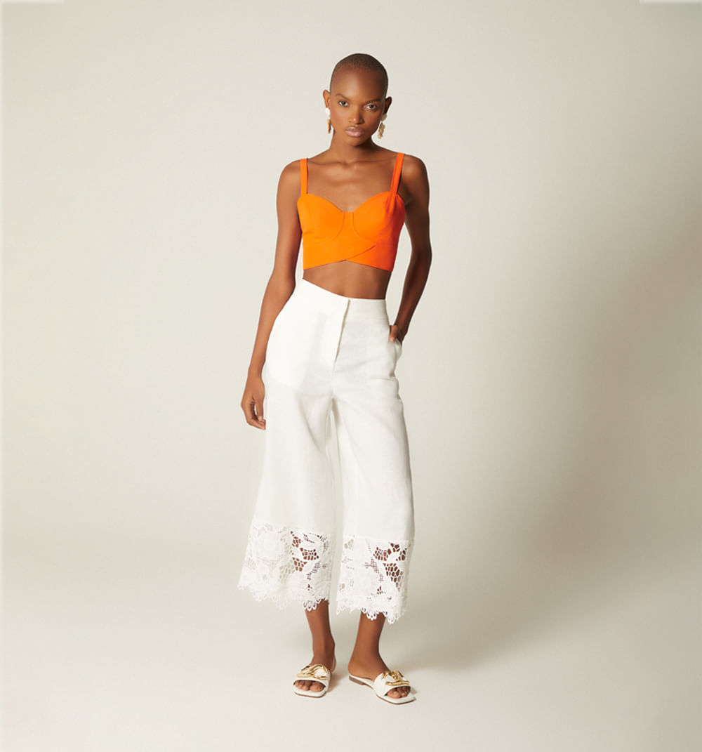 Blusa crop de tiras con amarre