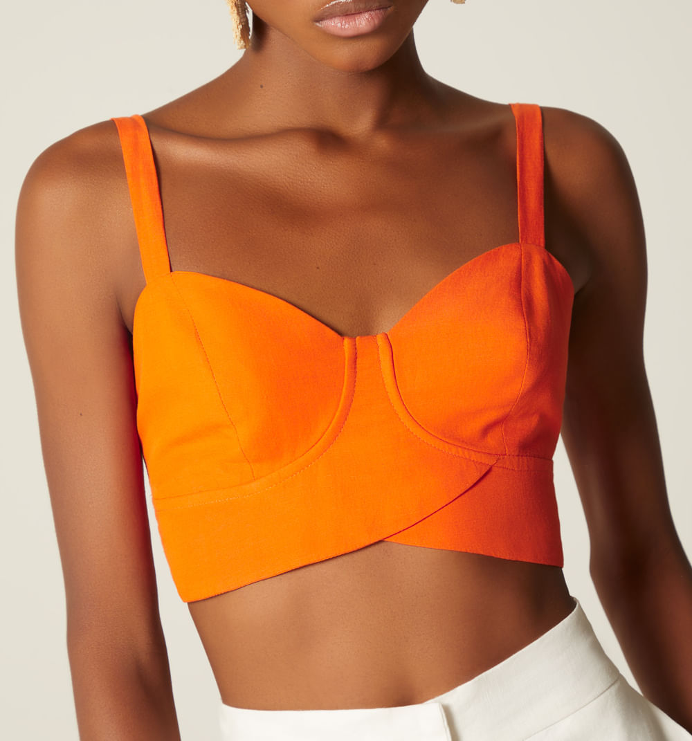 Blusa crop de tiras con amarre