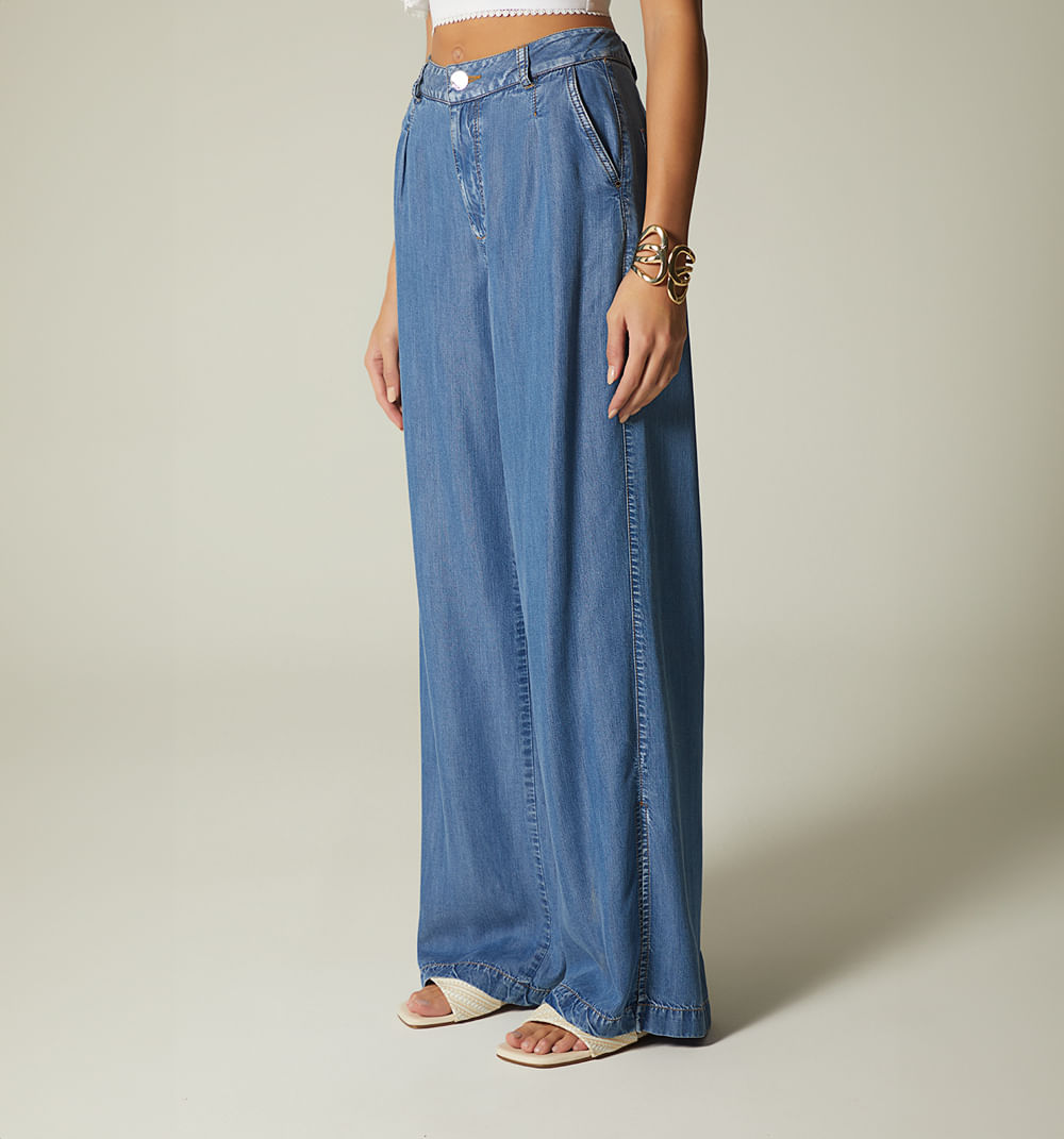 Jean palazzo tiro alto correa para mujer