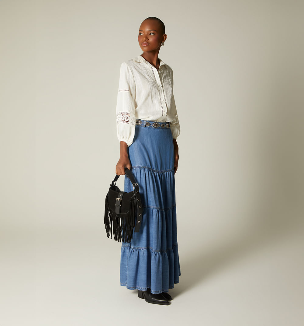 Falda larga en tiempos con correa