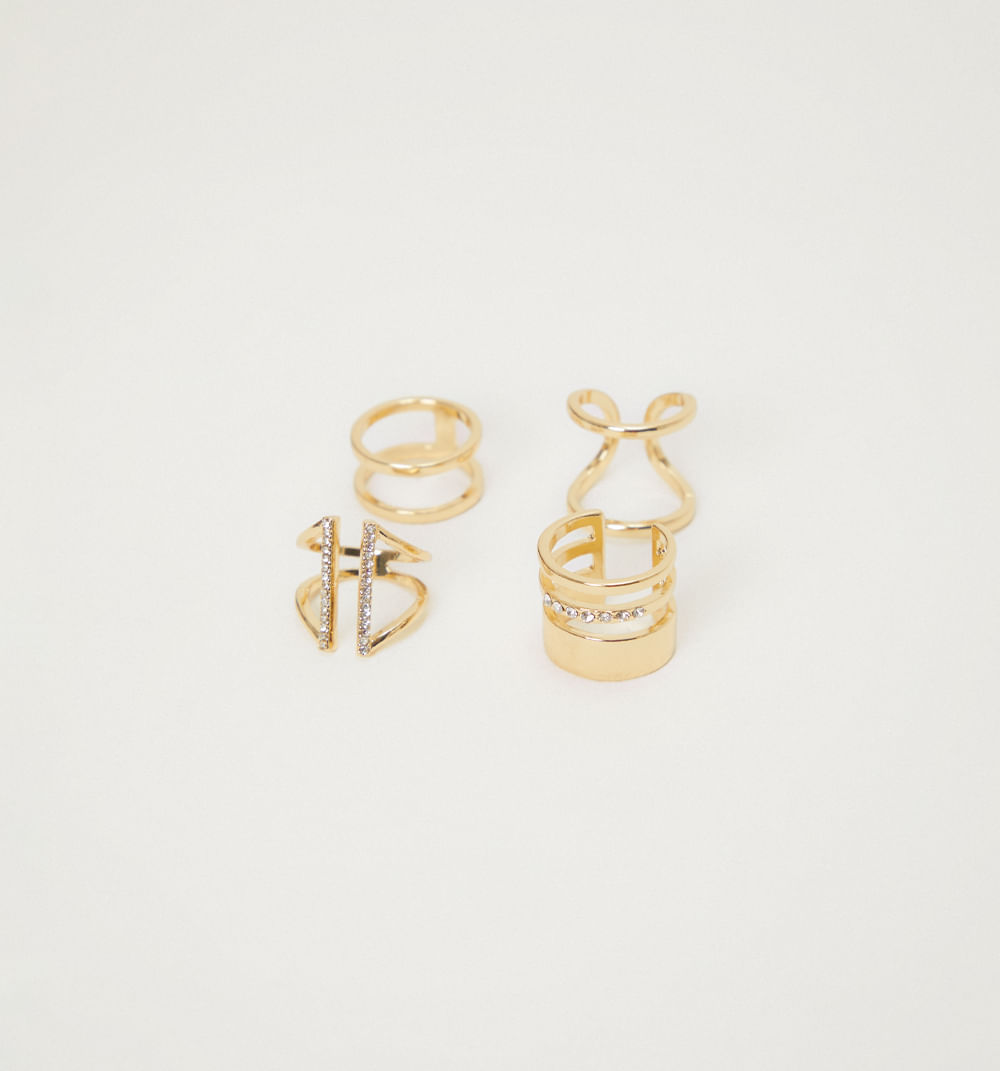 Anillos minimal brillo set x4