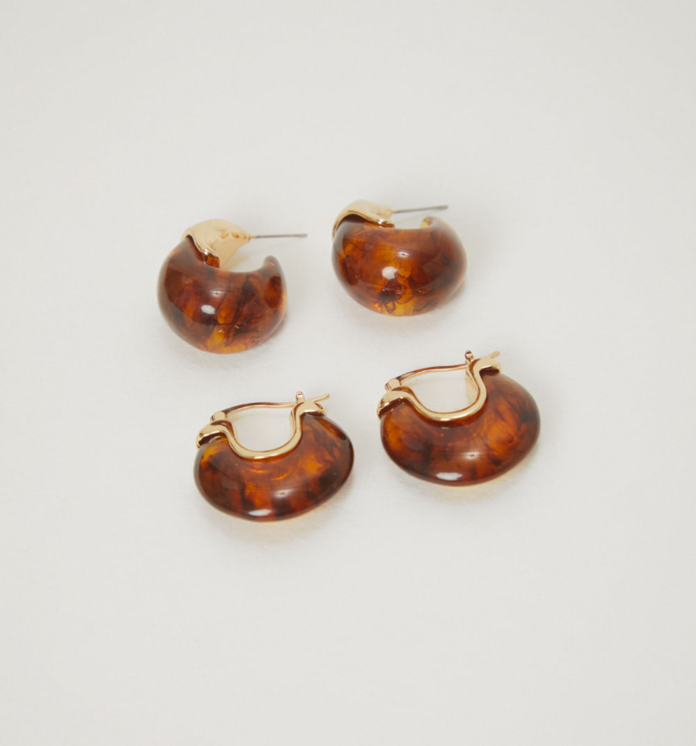 Aretes resina candonga y gota set x2