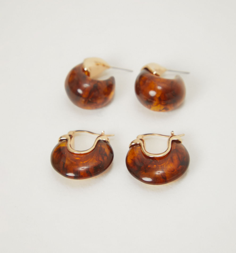 Aretes resina candonga y gota set x2