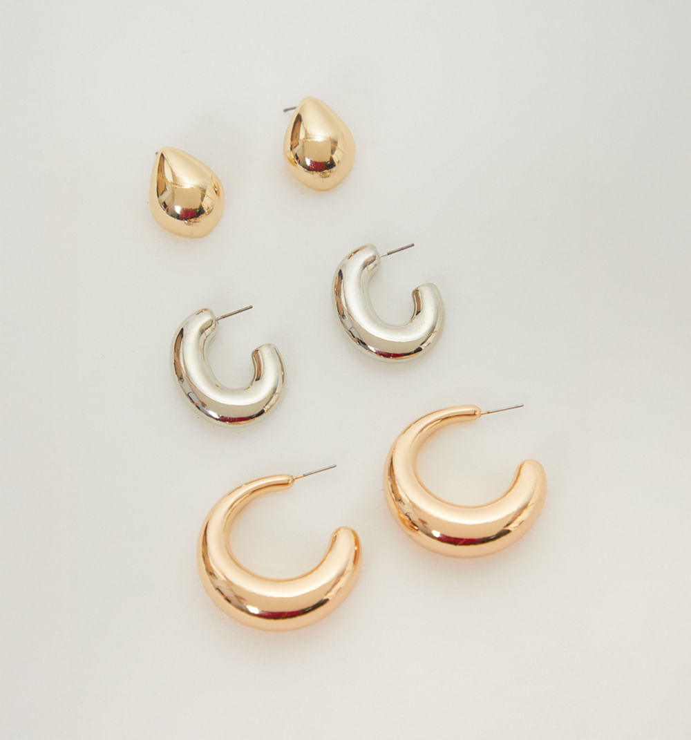Aretes gota y candonga set x3