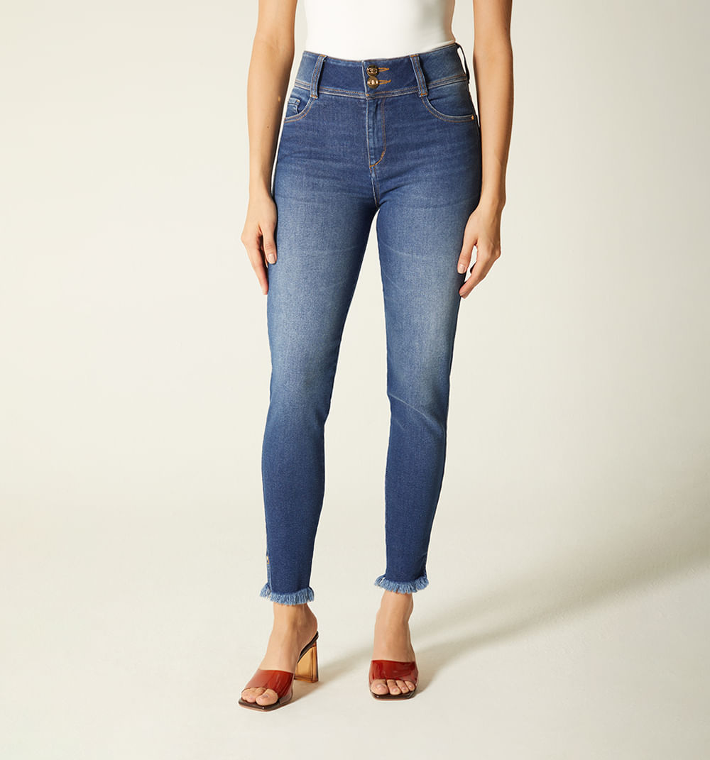 Jean ultraslim tiro alto cinco bolsillos