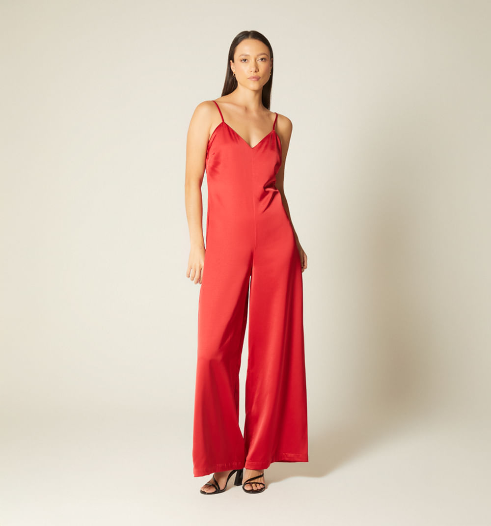 Enterizo largo palazo escote en v