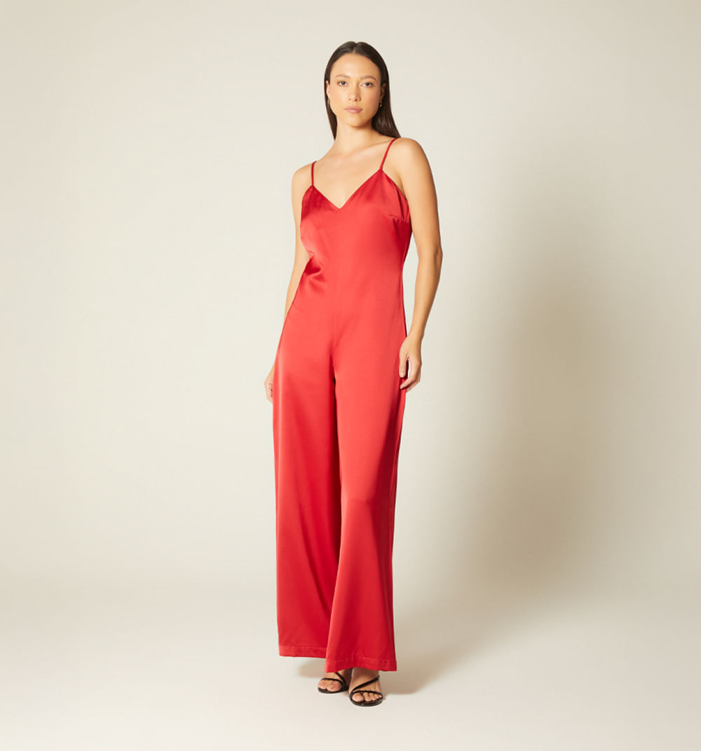 Enterizo largo palazo escote en v