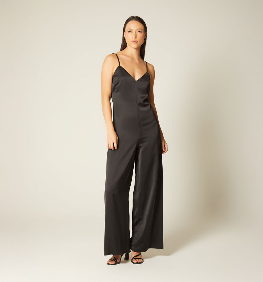 Enterizo largo palazo escote en v