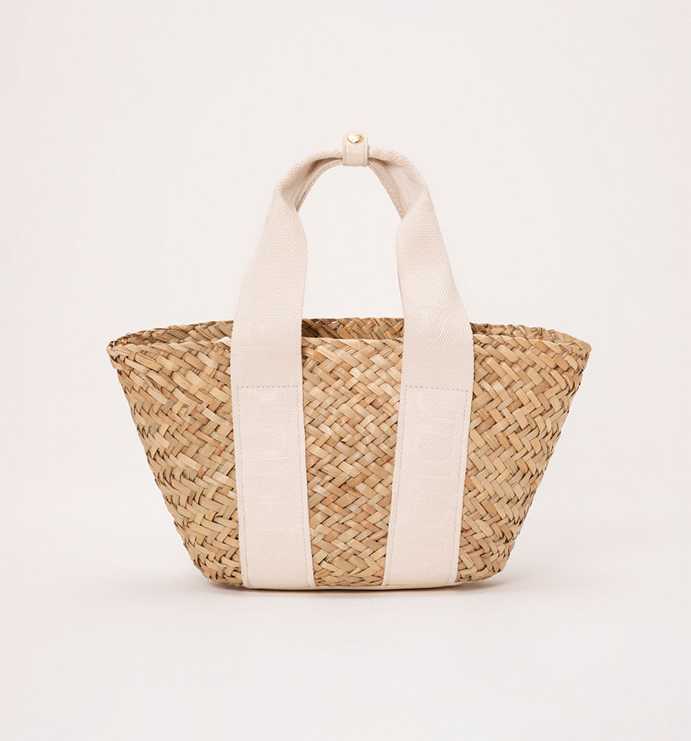 Bolso de mano tipo canasto correa logo