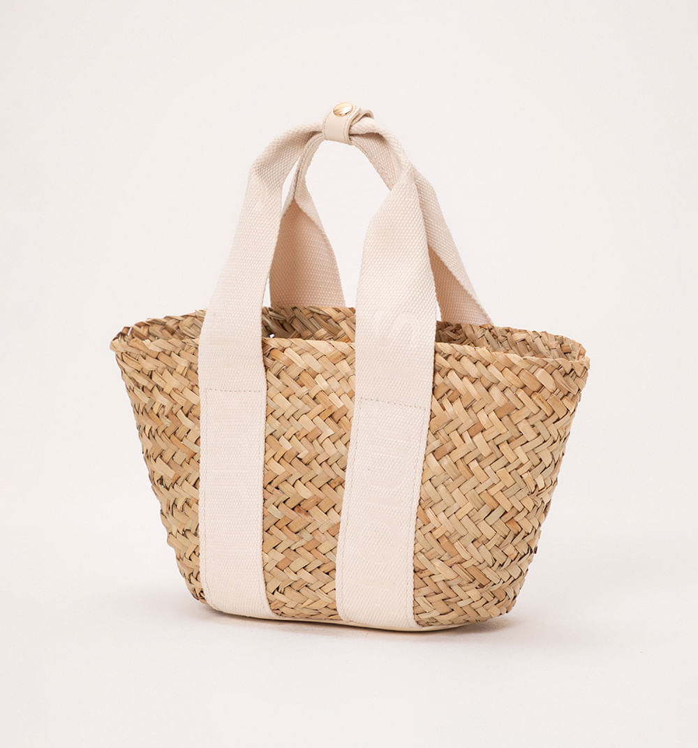 Bolso de mano tipo canasto correa logo