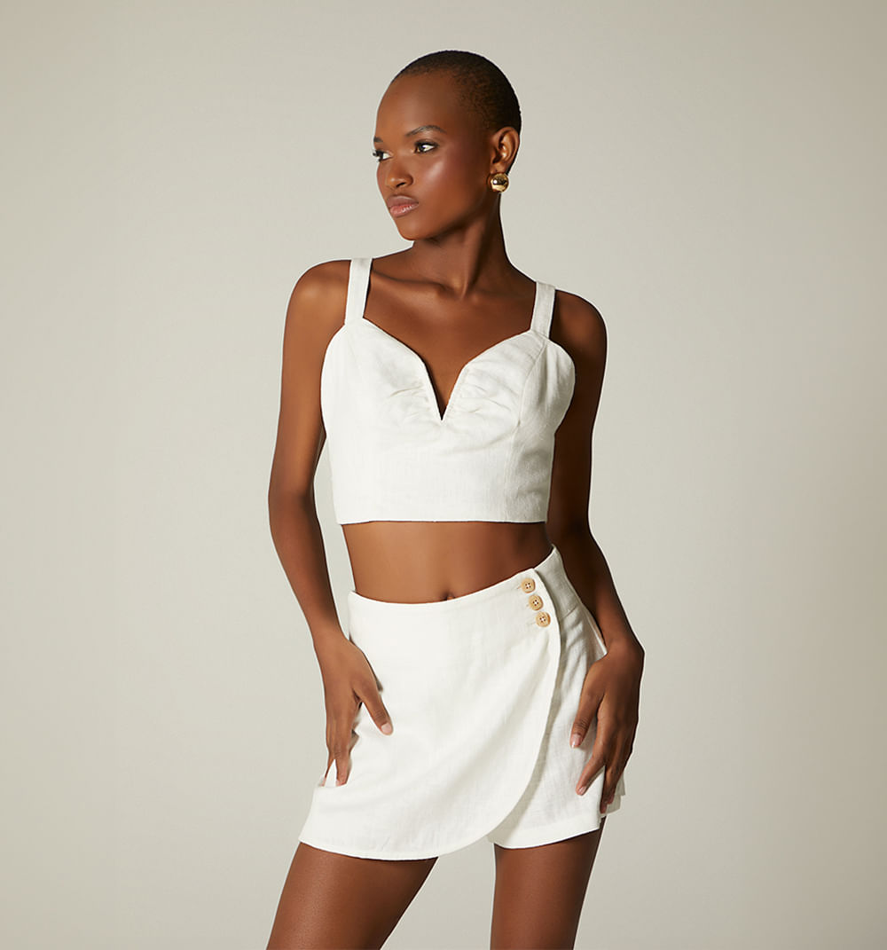 Conjunto blusa tiras con falda short