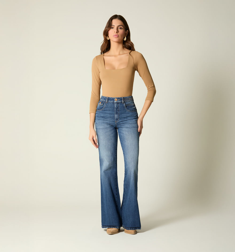 Jean bota campana super alto 5 bolsillos