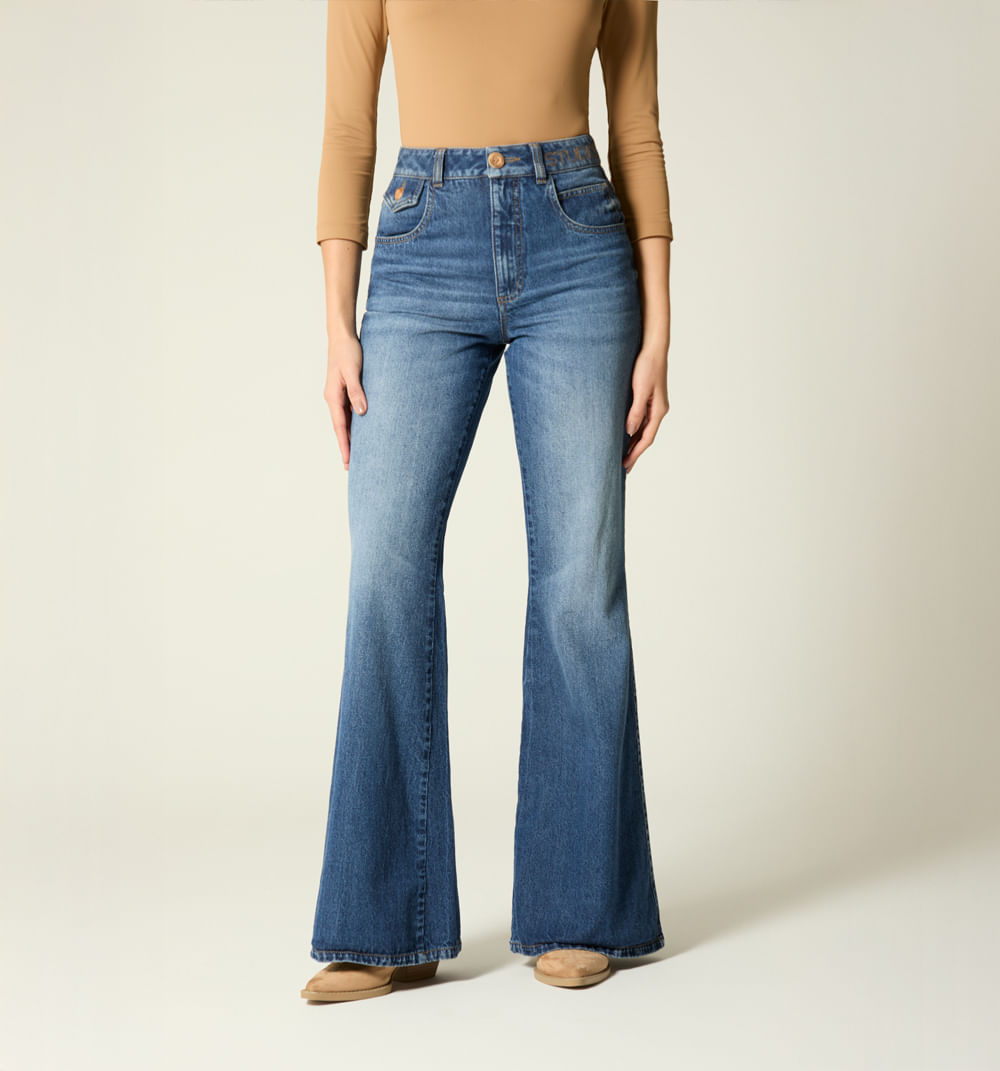 Jean bota campana super alto 5 bolsillos