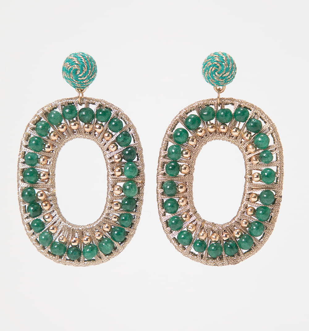 Aretes tejidas piedras y mostasillas